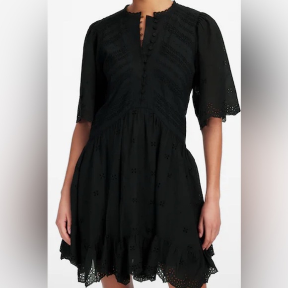 Madewell| Eyelet Flutter Sleeve Mini Dress in Cotton - Picture 1 of 6
